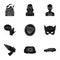 Shield, protection, superman, and other web icon in black style.Opportunities, assistance, rescue icons in set