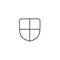 Shield, safety and protection thin line icon. Linear vector symbol