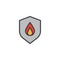 Shield secure fire filled outline icon