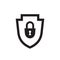 Shield with security lock - black icon on white background vector illustration for website, mobile application, presentation