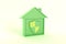Shield Smart House Icon Illustration green, perspective view