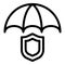 Shield umbrella icon, outline style