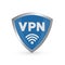 Shield with VPN and WiFi wireless internet icon isolated on white background.VPN protect safety concept.