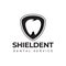 Shieldent dental service logo, simple shield wth negaive space of tooth vector