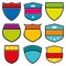 Shields icons set. Colorful vector collection.