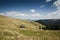 Shieling on a subalpine meadow on a slope of a mountain in the Carpathian mountains