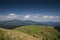 Shielings on a subalpine meadow on a slope of a mountain in the Carpathian mountains