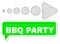 Shifted BBQ Party Green Phrase Cloud and Mesh Wireframe Arrow Right