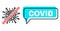 Shifted Covid Message Frame and Network Remove Covid Virus Icon