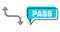 Shifted Pass Chat Cloud and Net Opposite Bend Arrow Icon