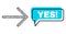 Shifted Yes! Chat Cloud and Hatched Arrow Right Icon