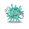 Shigella boydii cartoon character speaking on phone