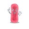 Shigella Sonnei mascot character design with one finger gesture