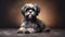 Shih Tzu dog.Shih Tzu dog portrait close up. Horizontal banner poster background. Copy space. Photo texture AI generated