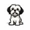 Shih Tzu Dog Vector Design - Caricature-like, Dark White And Black
