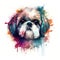 Shih Tzu Dog On White Background Logo Digital Art. Generative AI