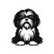 Shih Tzu Icon, Dog Black Silhouette, Puppy Pictogram, Pet Outline, Shih Tzu Symbol Isolated on White