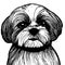 Shih Tzu, toy dog, Dog, line drawing black and white, cartoon