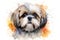 Shih tzu watercolor portrait painting illustrated dog puppy 3