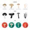 Shiitake, brown cap boletus, enokitake, milk. set collection icons in cartoon,black,flat style vector symbol stock
