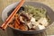 Shiitake, soba, and tofu soup