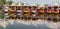 Shikara boats on Dal Lake with houseboats in Srinagar