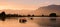 Shikara boats on Dal Lake with Sunset Dal Lake in Srinagar Jammu and Kashmir