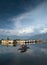 Shikara taxi-boats are used as water transportation at Dal Lake