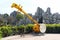 Shilin, China - March 7, 2012: Monument to Sanxian, or Chinese lute, a traditional three-stringed fretless plucked musical