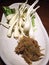 Shima rakyo, raw island scallions served with miso paste, local specialty dish on Zamami island in Okinawa, Japan