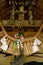 Shimenawa, shide, and paper seals on roof of roadside Shinto shrine, Takachiho, Japan