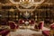 Shimmering chandeliers and velvet furniture creating a luxurious home image, generated by Ai