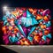 Shimmering Diamond on Vibrant Graffiti-Style Backdrop