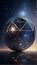 A shimmering dodecahedron orb, floating in a sea of stars generative Ai