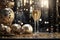 Shimmering New Years Eve decorations creating a