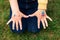 Shimmering sparkling glitter tattoo on a child\'s hand at a birthday party