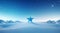 Shimmering Star: A Festive Christmas Decoration on a Snowy Blue Background