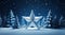 Shimmering Star: A Festive Christmas Decoration on a Snowy Blue Background