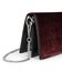 Shimmery black pouch for womenâ€™s with white background, Classic black sling bag with silver chain design on the strap with white