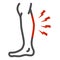 Shin hurts line icon, Body pain concept, Shin pain sign on white background, leg injured in shin area icon in outline