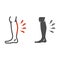 Shin hurts line and solid icon, Body pain concept, Shin pain sign on white background, leg injured in shin area icon in