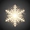 Shine golden snowflake with glitter . Christmas vector decoration