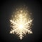 Shine golden snowflake with glitter . Christmas vector decoration