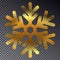 Shine golden snowflake isolated on transparent background.