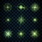 Shine green stars glitters sparkles icons