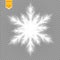 Shine white snowflake with glitter isolated on transparent background. Christmas decoration with shining sparkling light