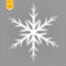 Shine white snowflake with glitter on transparent background. Christmas decoration with shining sparkling light