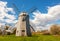 Shingled smock windmill at the Prescott Farm historic site