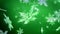 Shining 3d snowflakes fall on a green background. Use as animated Christmas, New Year card or winter environment with