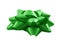 Shining anniversary gift and present decorating silky ornament concept green sleek polished glossy bow isolated on white